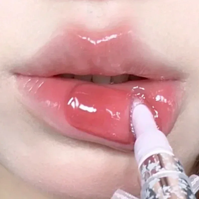 Feuchtigkeitsspendende Spiegel Glas Lip Gloss Make-Up Rot Sexy Licht Lip Glasur Wasser Klar Lippenstift Nicht Stick Tasse Flüssige Lippen Tönung Kosmetik