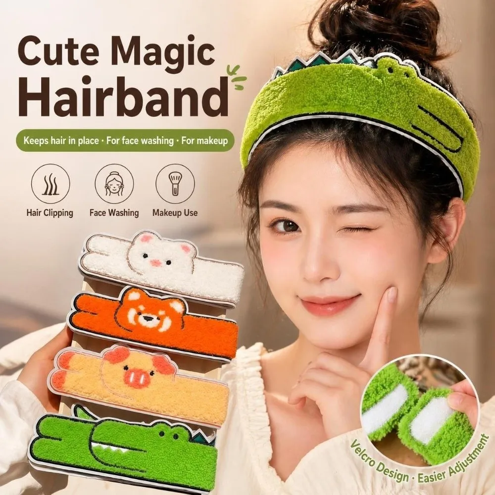 Cute Long Animal Shape Cartoon Headband Soft with Hook and Loop Closure Magical Hair Stickers Bangs Hair Clip Hair Accessory
