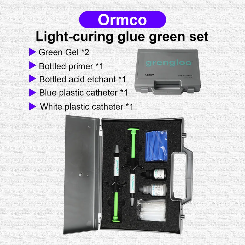 Original Ormco Green Glue Braces Bonding Kit, #740-0320 Orthodontic Light-Cure Adhesive primer acid etchant plastic catheter