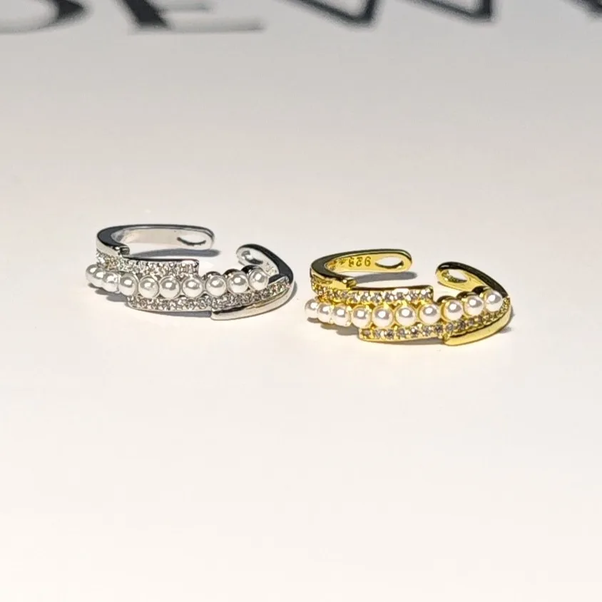 

Персонализированное кольцо на указательный палец с микроинкрустацией жемчугом, модное темпераментное универсальное регулируемое кольцо с отверстием