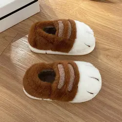 Novelty 3D stereoscopic Cat Paw slippers women Warm Fur Mules Clogs Unisex Ladies Chunky Wrap Heels Animal Claw Shoes
