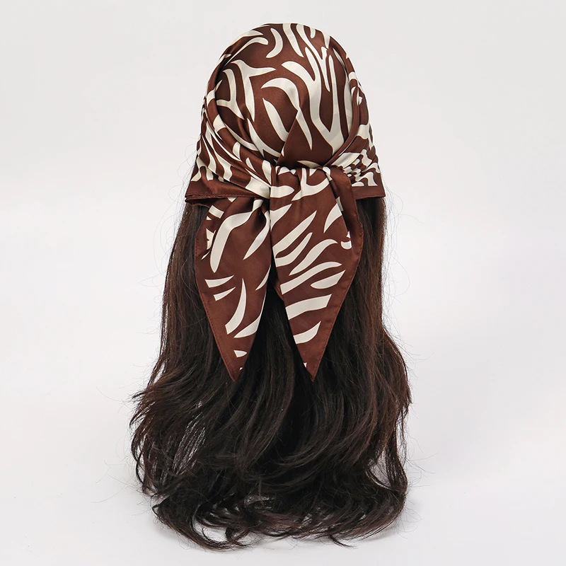 70*70cm Women's Silk Scarf Luxury Headscarf Horse Neck Ties Luxury Leopard Handerchief Female Summer Hijab Bufanda Bag Ribbions image 3