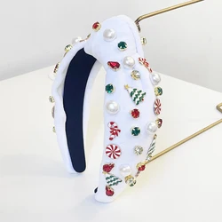 Christmas White Velvet Snow Flower Big Knot Hairband Headband Adult Hair Accessories Hair Jewley