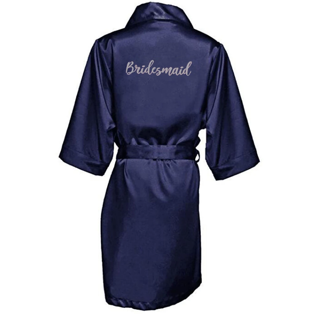 Navy blue robe kimono satin pajamas wedding robe bridesmaid sister mother of the bride robes SP004