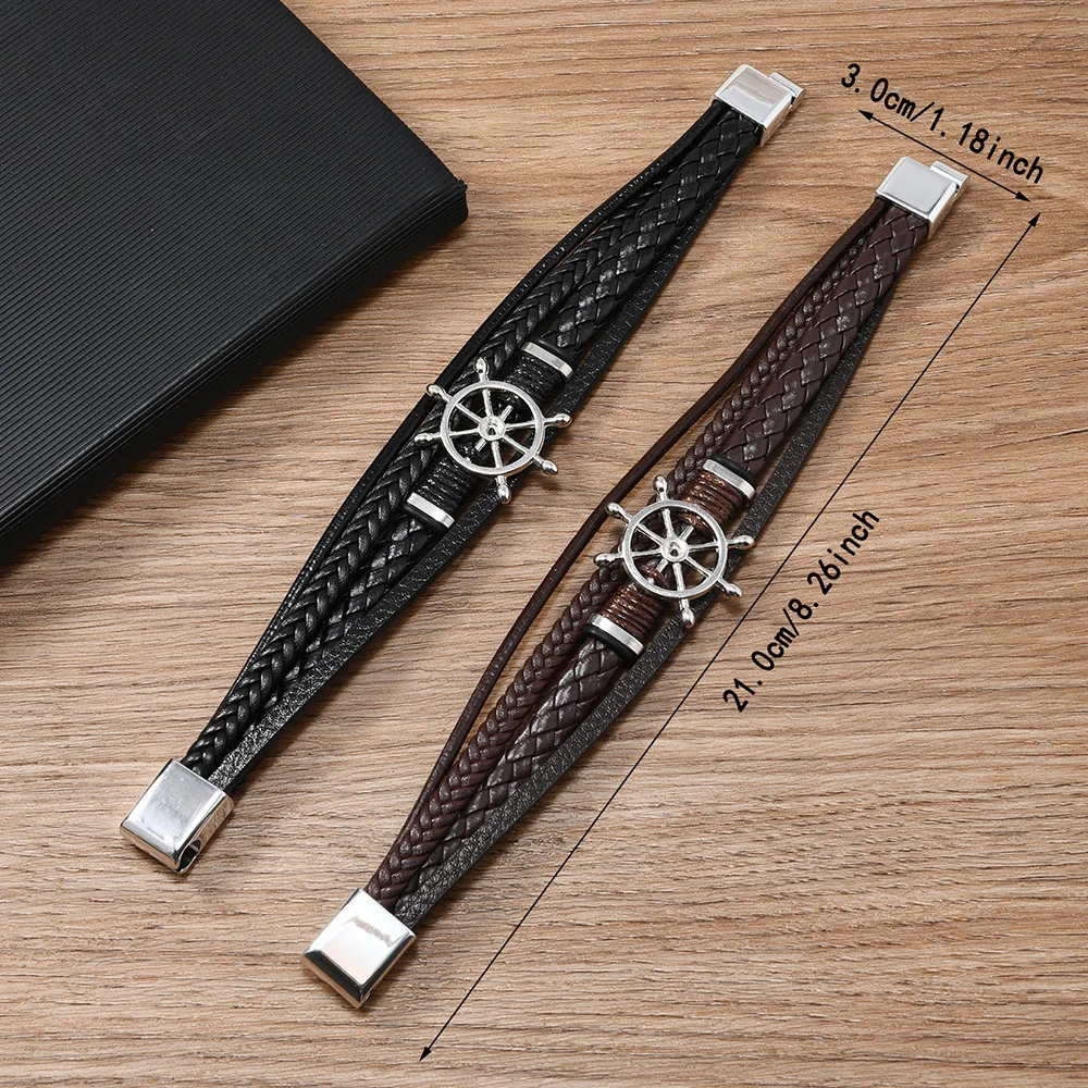Bracelet en cuir tressé multic - Vintage Fashion Wheel avis et prix