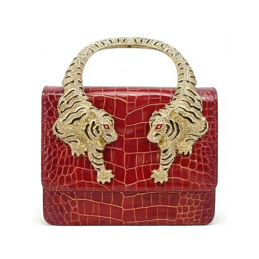 2026 New Model Handbag - Genuine Leather Vintage Style Tote Bag - Alligator Pattern Crossbody Bag