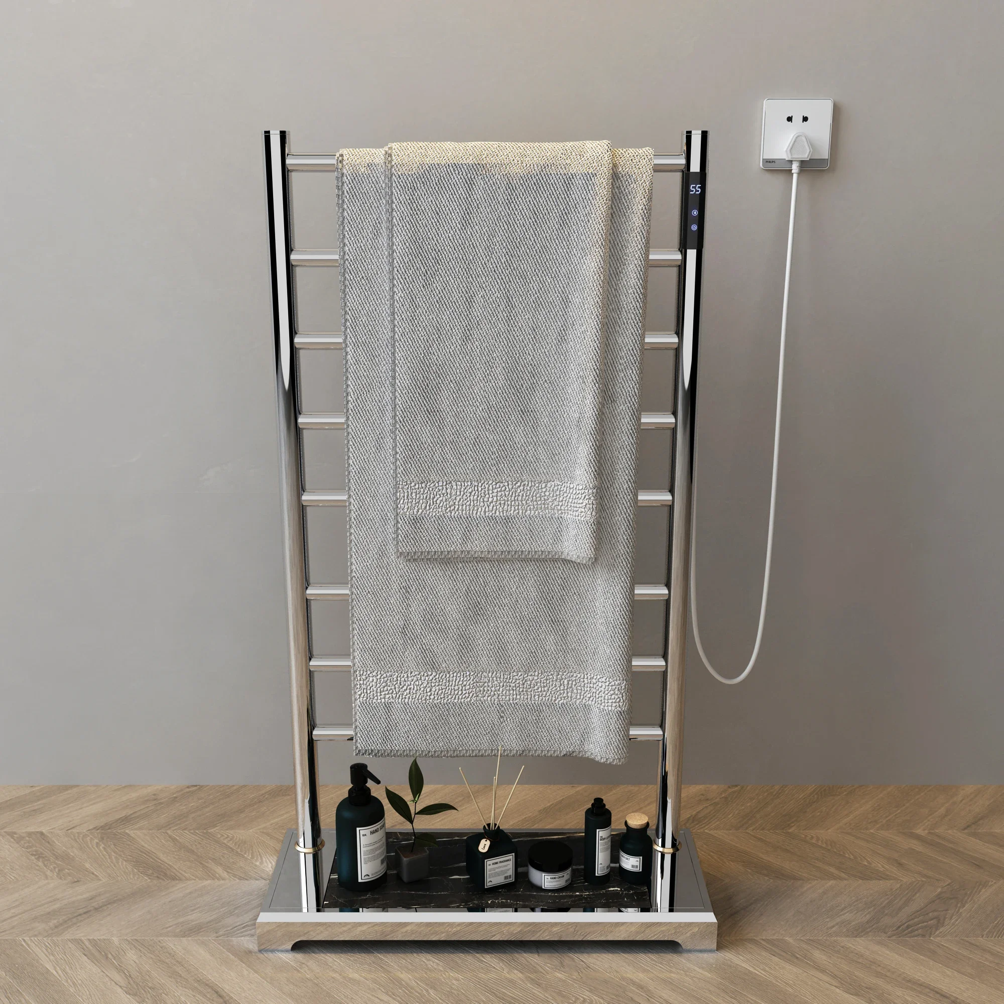 

freestanding stainless intelligent towel rack electrothermal rail with shelf electric warmer