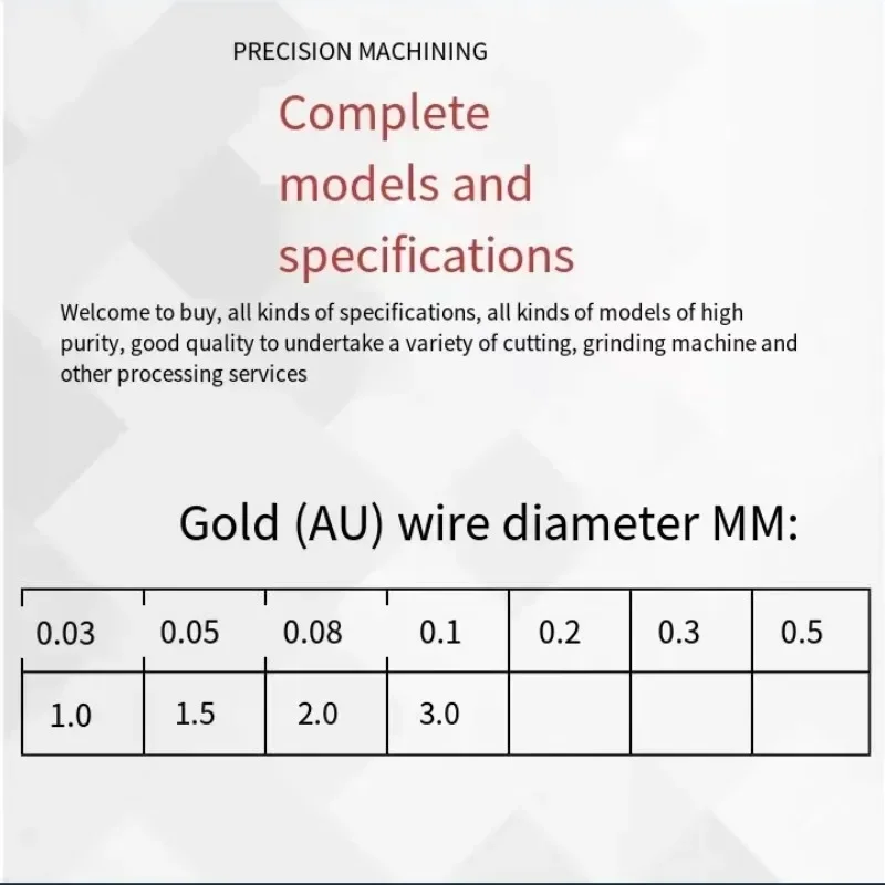 High purity gold wire Au99.99% scientific experiment diy length 10cm diameter 0.025-1.0mm