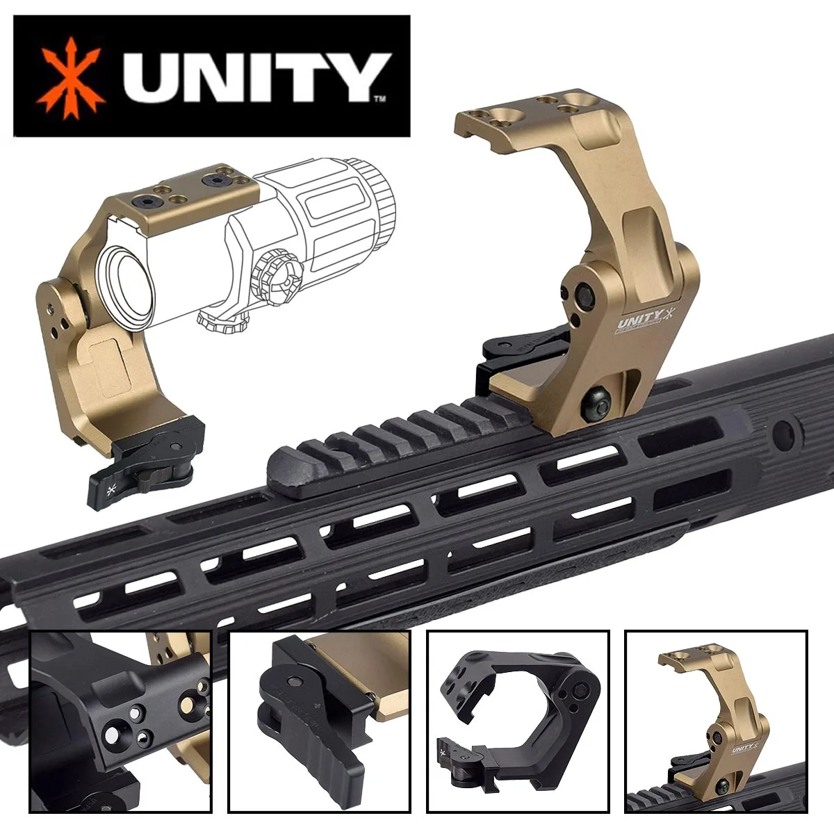 UNITY Tactical Fast FTC OMIN 2.26 Optik-Riser-Halterung für Aimpoint T1 T2 EOTECH 558 Holografisches Visier G33 G43 G45 Vergrößerungsglas-Halterung – Detail 3