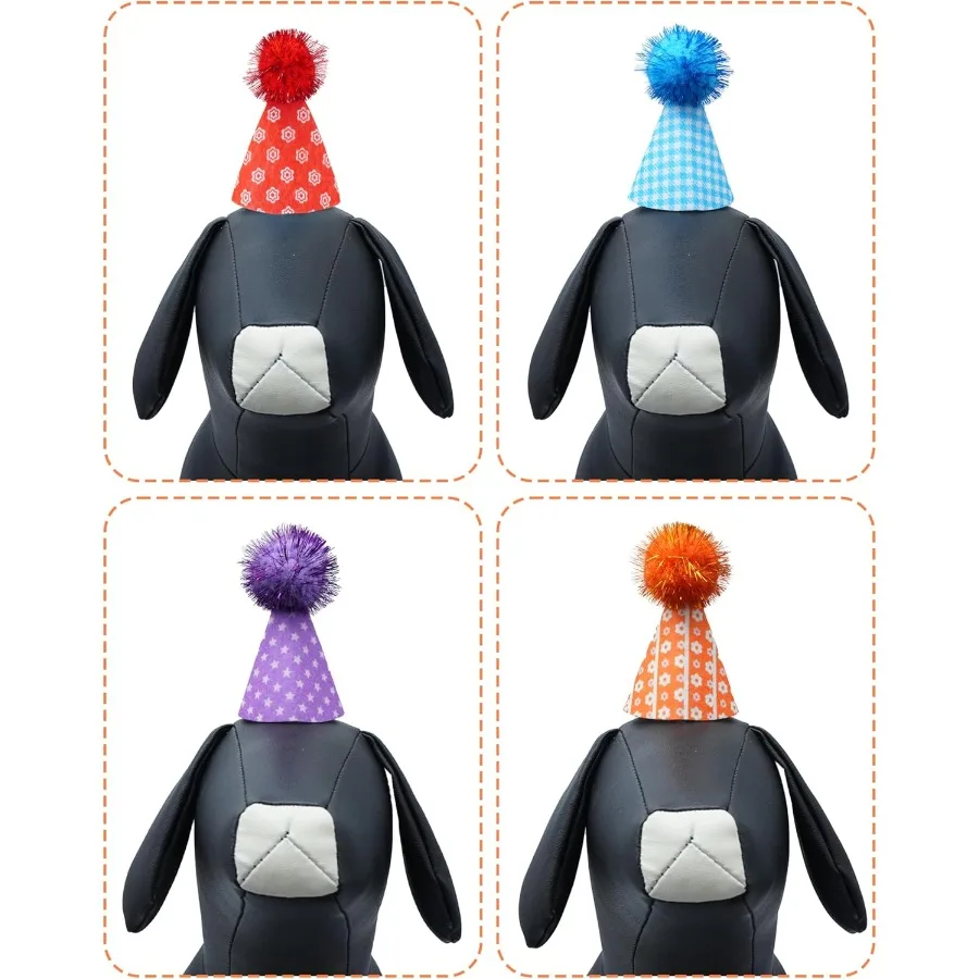 10 عبوات من قبعات الحفلات الصغيرة لعيد ميلاد الكلاب الصغيرة والحيوانات المحشوة والدمى والجرو والقطط وعصابة رأس قابلة للتعديل قبعات ملونة للعطلات