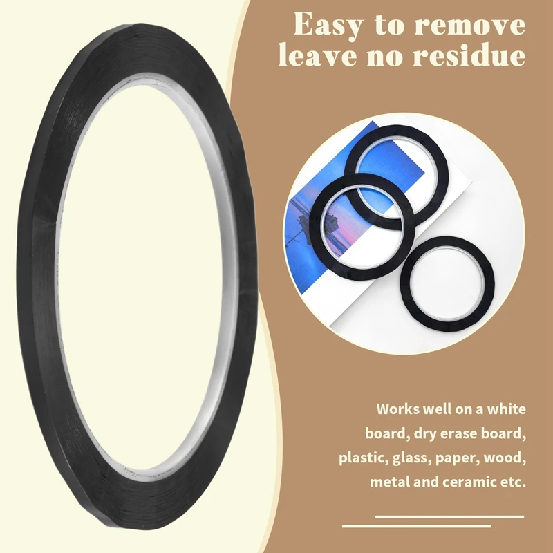 ABXH 16 Pak 3Mm 1/8 Inci Lebar Pita Grafis Pita Papan Tulis Pita Garis Bagan Perekat Diri Pita Penanda Kisi Seni A