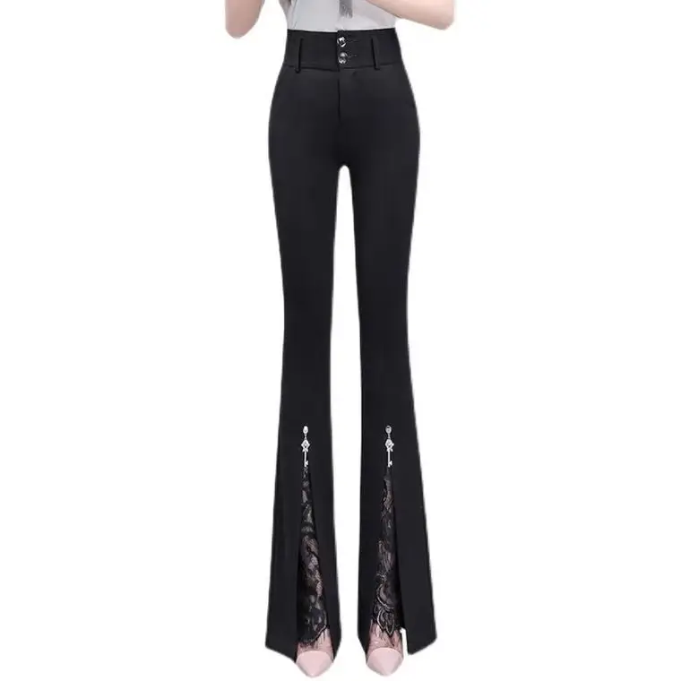 Pantalon taille haute pour femmes, couleur unie, élégant, Design Slim, tendance, Streetwear, coupe botte, Style français, assorti avec tout, Simple, TT1017