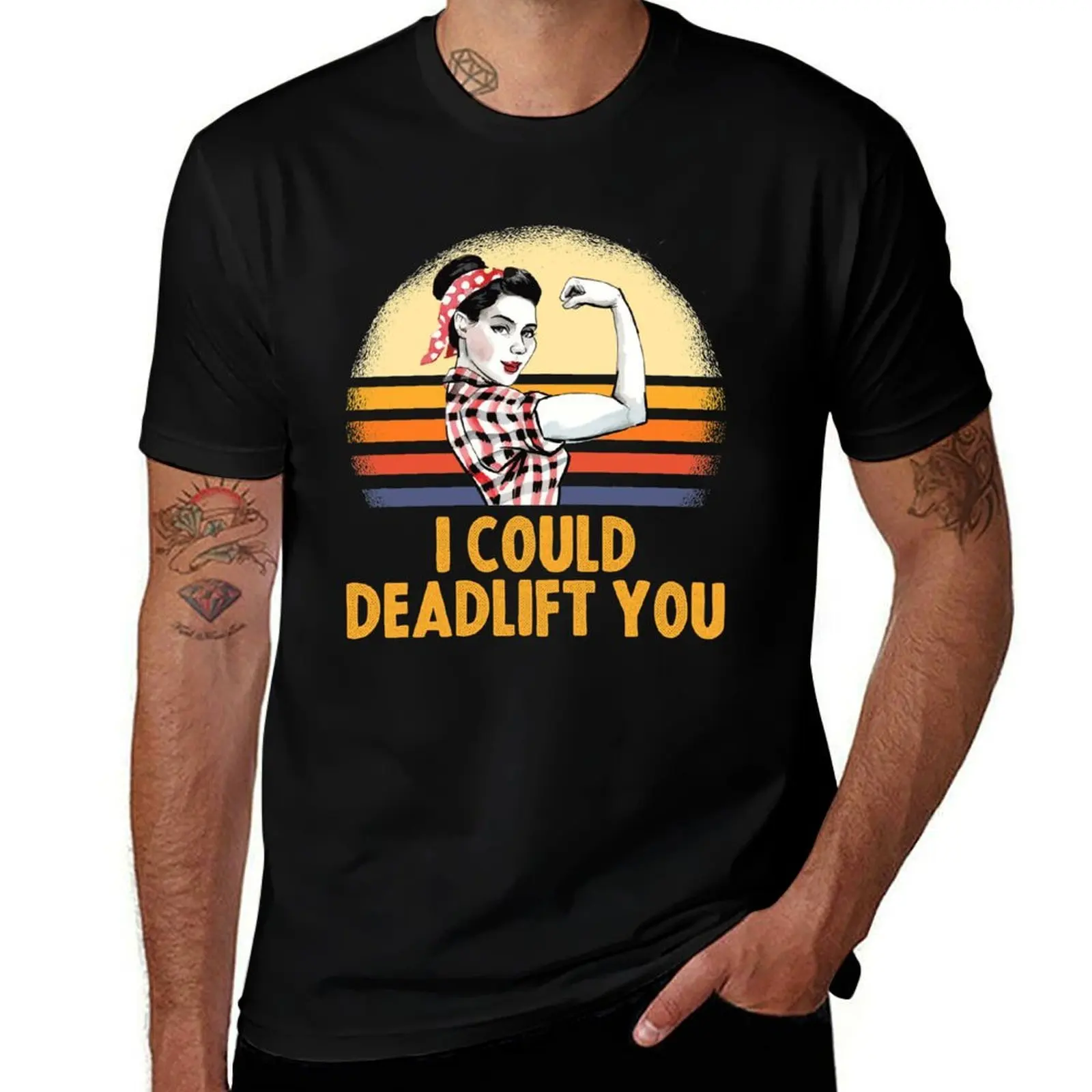 I Could Deadlift You - Strong Girl Retro Vintage Sunset Gift T-Shirt Performance Dry Fit T-Shirt