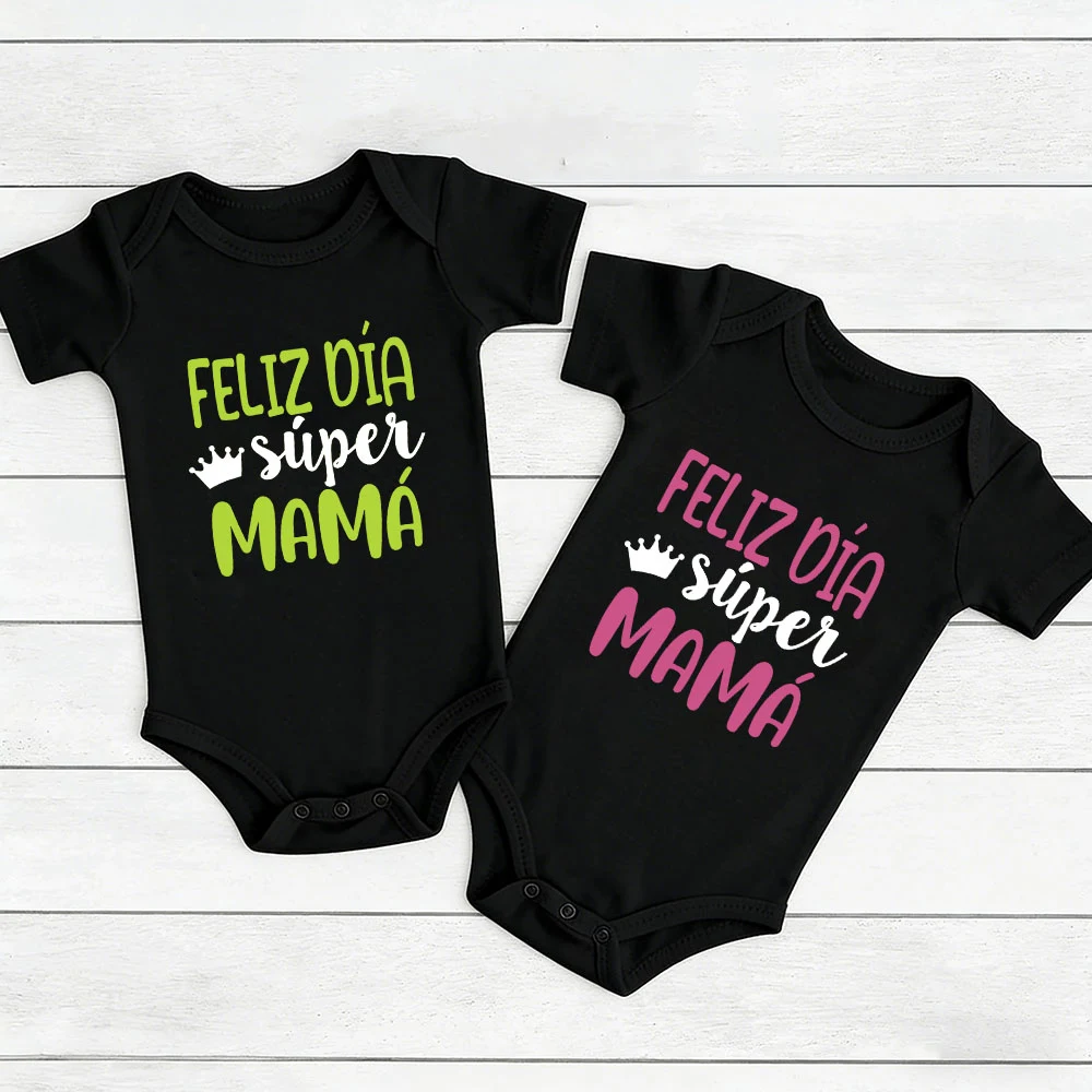 Happy Mother's Day Super Mom Print Baby Romper Our First Mothers Day Gift for Mummy Baby Short Sleeve Bodysuit New Mom Gift