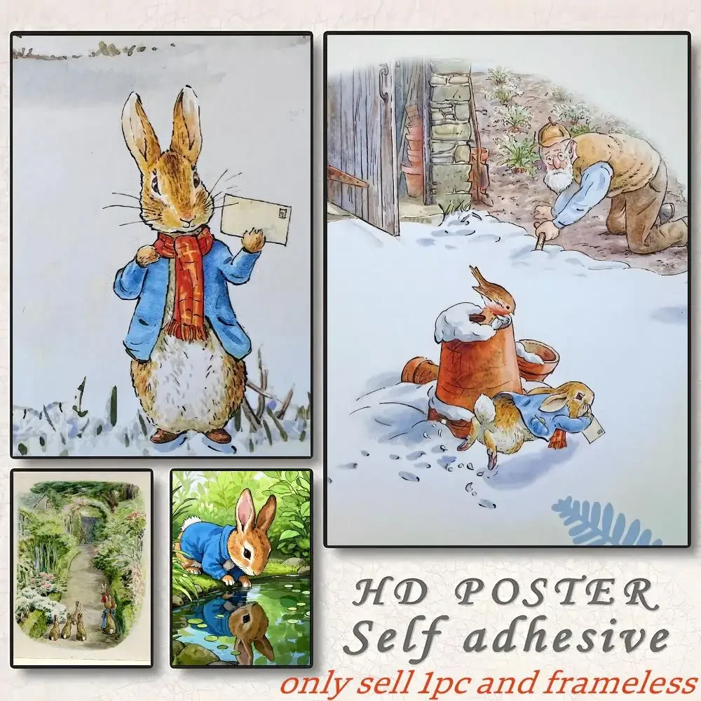Reto Cartoon P-Peter Rabbit Poster Art painting with prints Home bedroom bar Outdoor places living room decoration gift