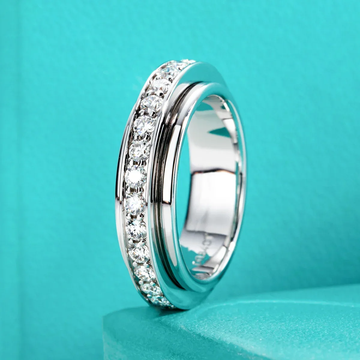NASIAMoissanite Spinner Eternity Band Rings 14k Gold Plated Fidget Spinners Wedding Band Ring Jewelry Gifts Wholesale 2026