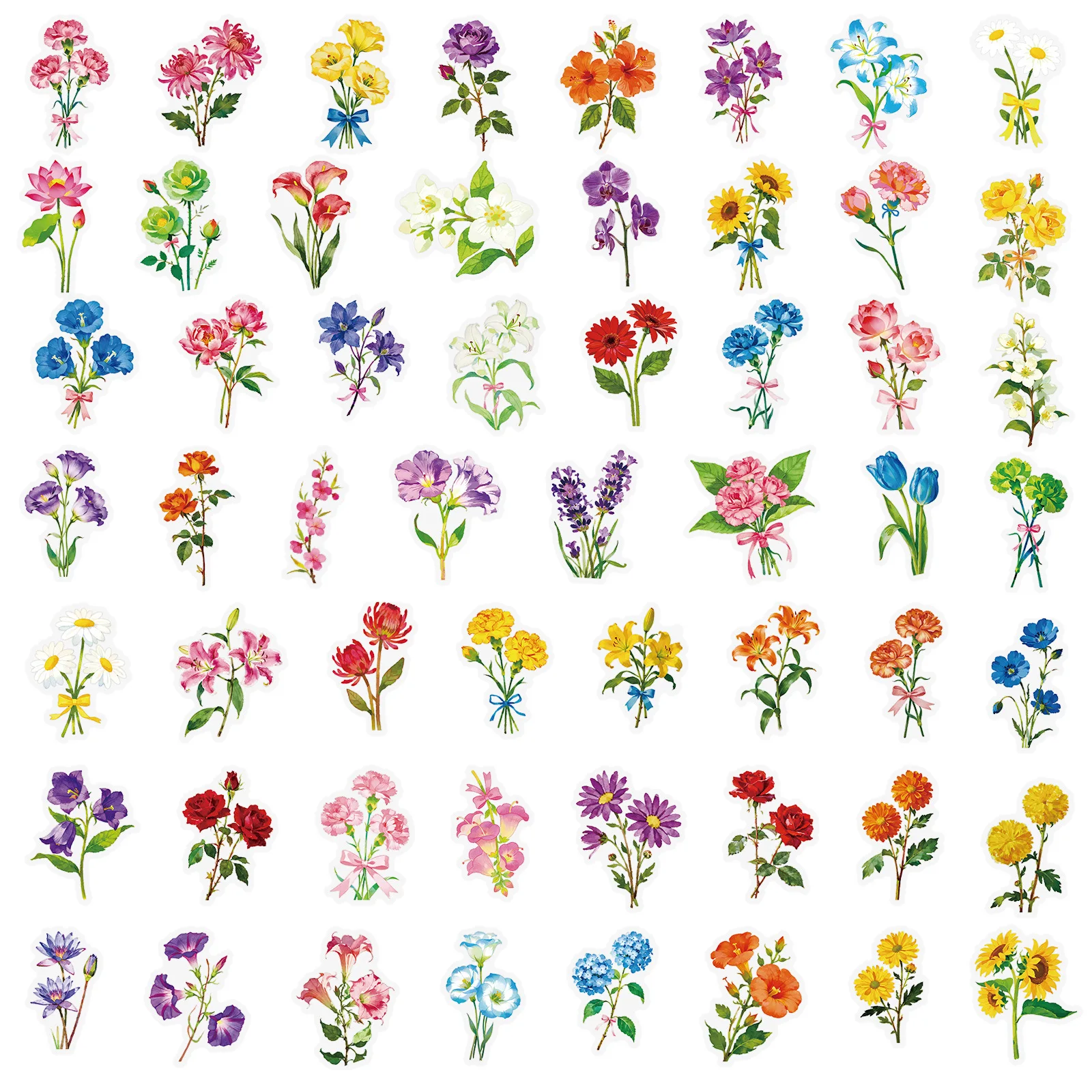 10/30/56PCS New Beautiful Watercolor Bouquet Transparent Graffiti Stickers Literature and Art Creative Cartoon Decal Laptop Toys