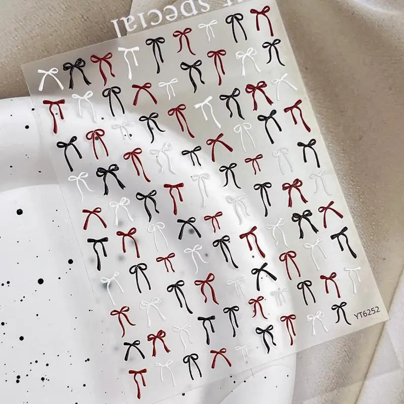 3d relevo bowknot fita arte do prego adesivo colorido arco auto-adesivo decalques diy kawaii manicure decoração acessórios