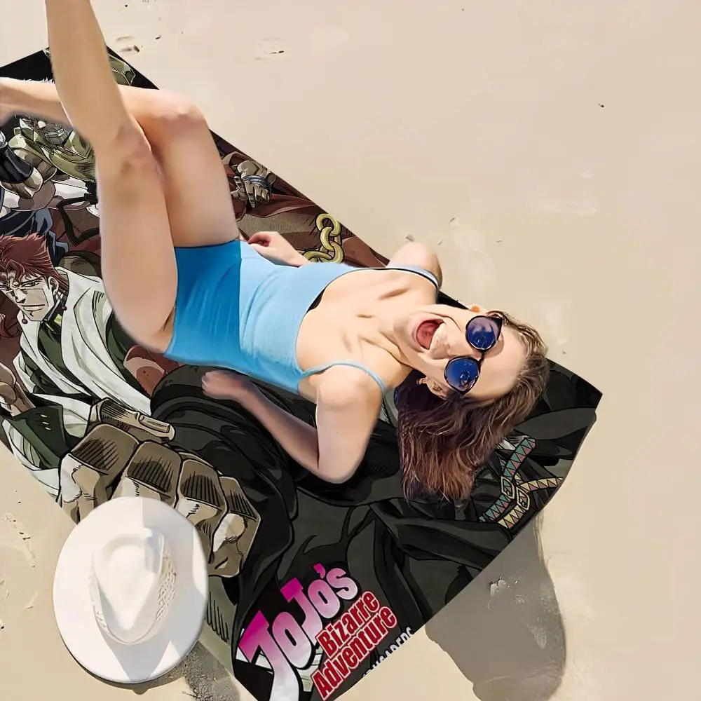 Anime JoJos Bizarre Adventure Retro Microfiber Blanket Quick Drying Beach Towels Oversized Printing Pool Towel Blanket