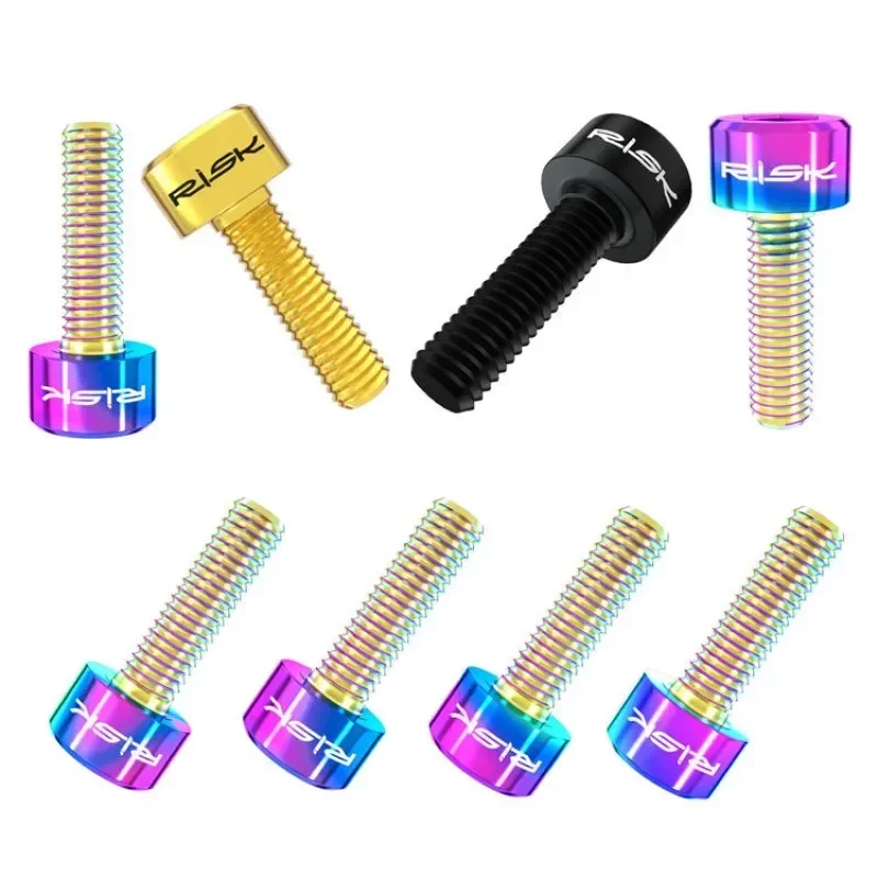 RISK Mountain Bike TC4 Titanium Alloy Stem Fixing Screw M5*16mm M5*18mm Bolt Bicycle Four Colors Mountain Bike Handlebar Parts