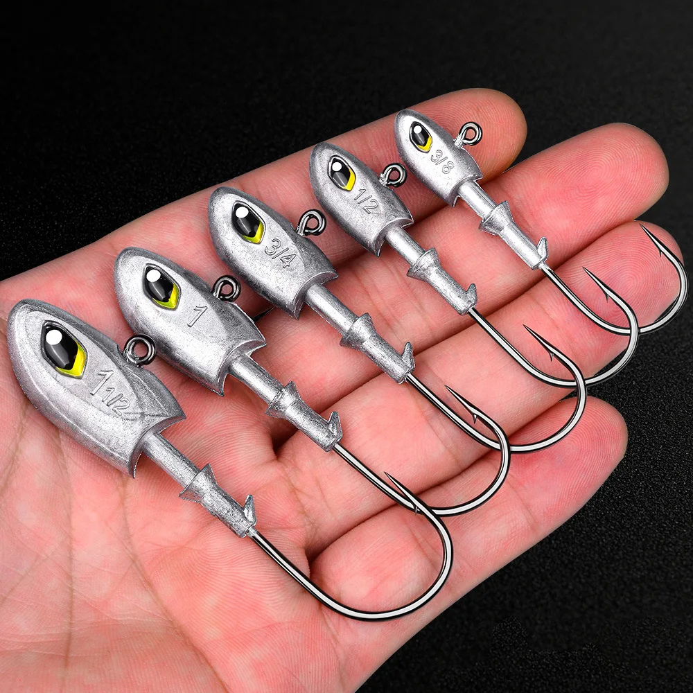 PRO BEROS 2-5 Stück/Beutel 9-40g JIG-Haken mit Scharfer Widerhaken und 3D-Augen, Jigkopf-Haken für Weichköder, Wurm-Angelzubehör, Weichplastik-Jig – Detail 4