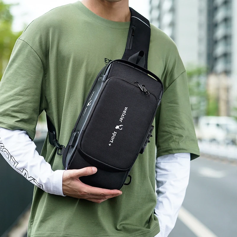 2023 nova moda peito saco crossbody dos homens sacos de ombro à prova dwaterproof água com carregamento usb curto viagem para o sexo masculino saco pacote viagem