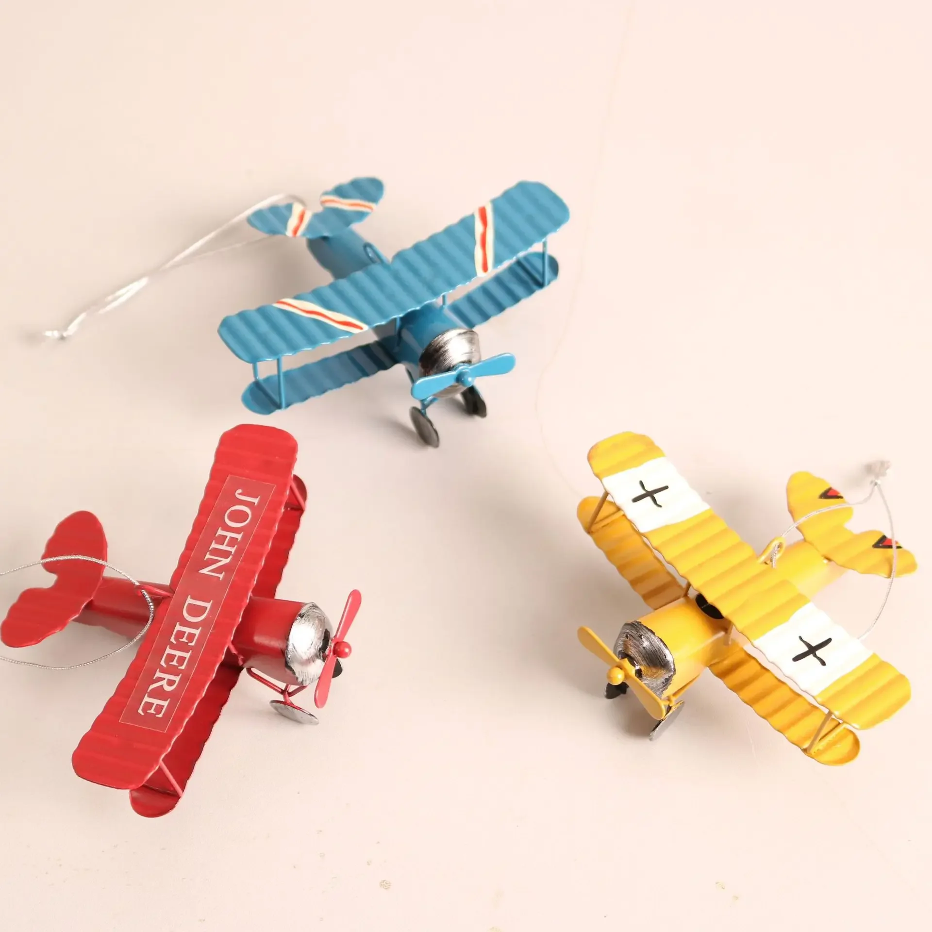 Ijzer Retro Vliegtuig Beeldjes Metalen Vliegtuig Model Vintage Zweefvliegtuig Tweedekker Miniaturen Home Decor Kinderspeelgoed Decoratie