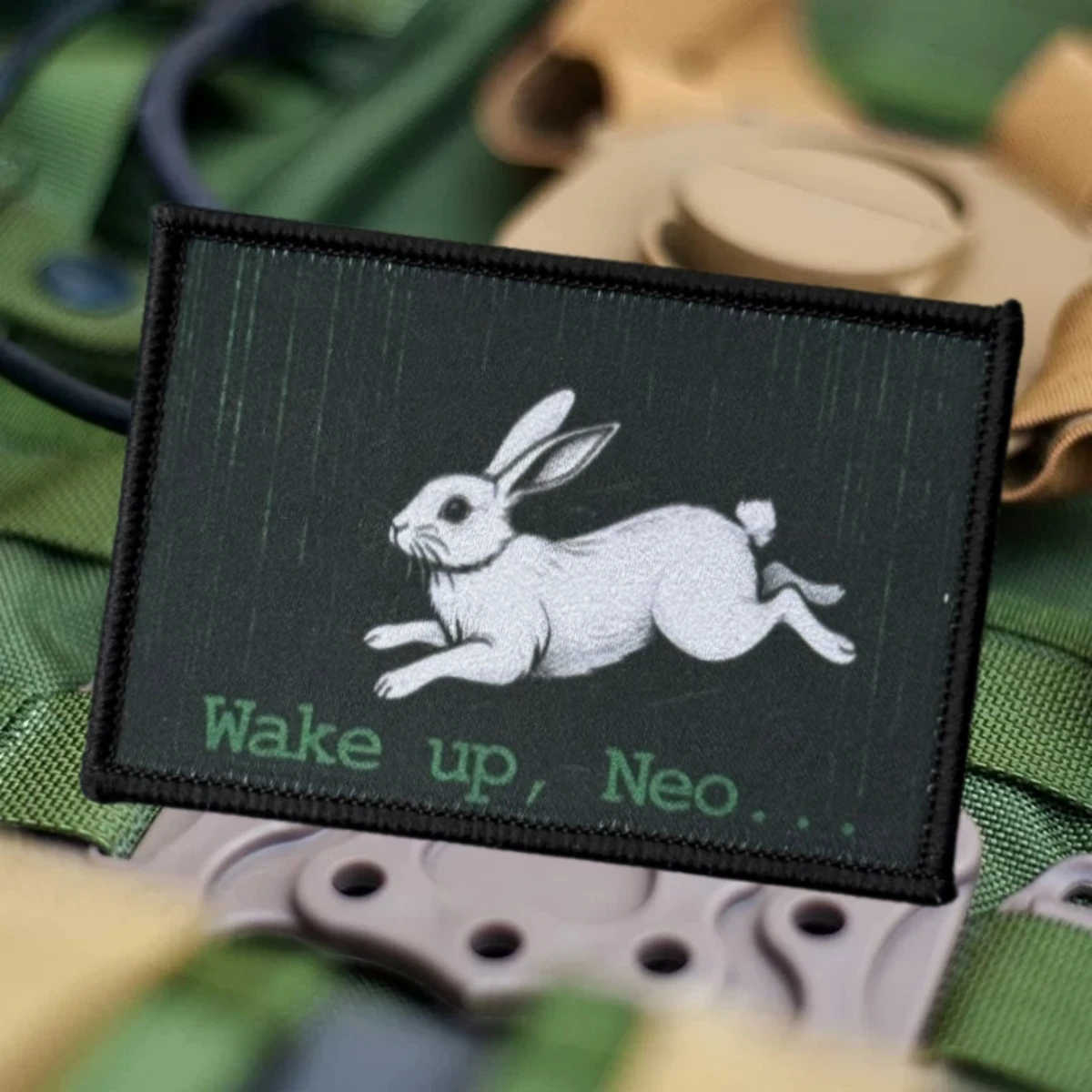 Follow White Rabbit Wake Up Neo Patch Tactical Morale Badge Printed Hook& Loop Patches for Clothing Military Army Helmet Sticker