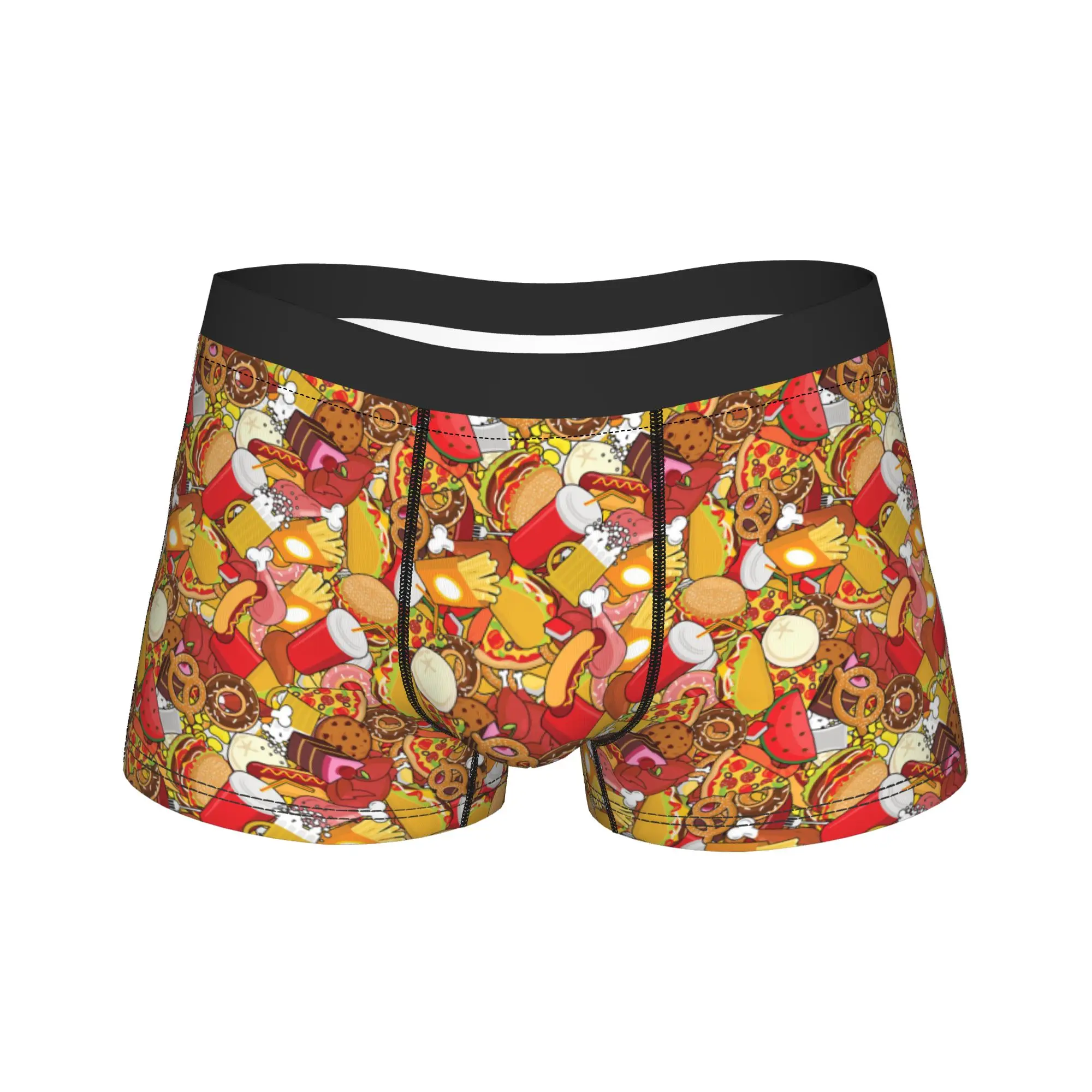 Fast Food Boxershorts  3D Pouch Underwear Trenky Pattern Shorts Briefs Classic Males Panties Plus Size