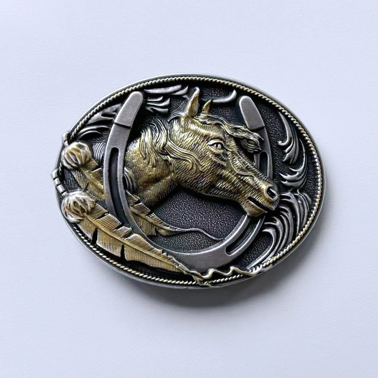 Western Horse Horseshoe Oval Belt Buckle Gurtelschnalle Boucle de ceinture BUCKLE-WT058 Free Shipping