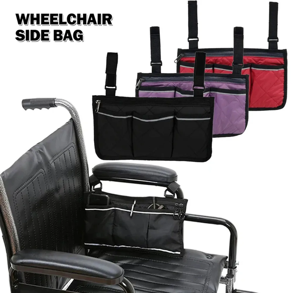 Image of Multifunktionale Rollstuhl-Armlehnen-Seitentasche, Einkaufswagen-Aufbewahrungstasche, Outdoor-Reise-Mehrfachtasche zum Aufhängen