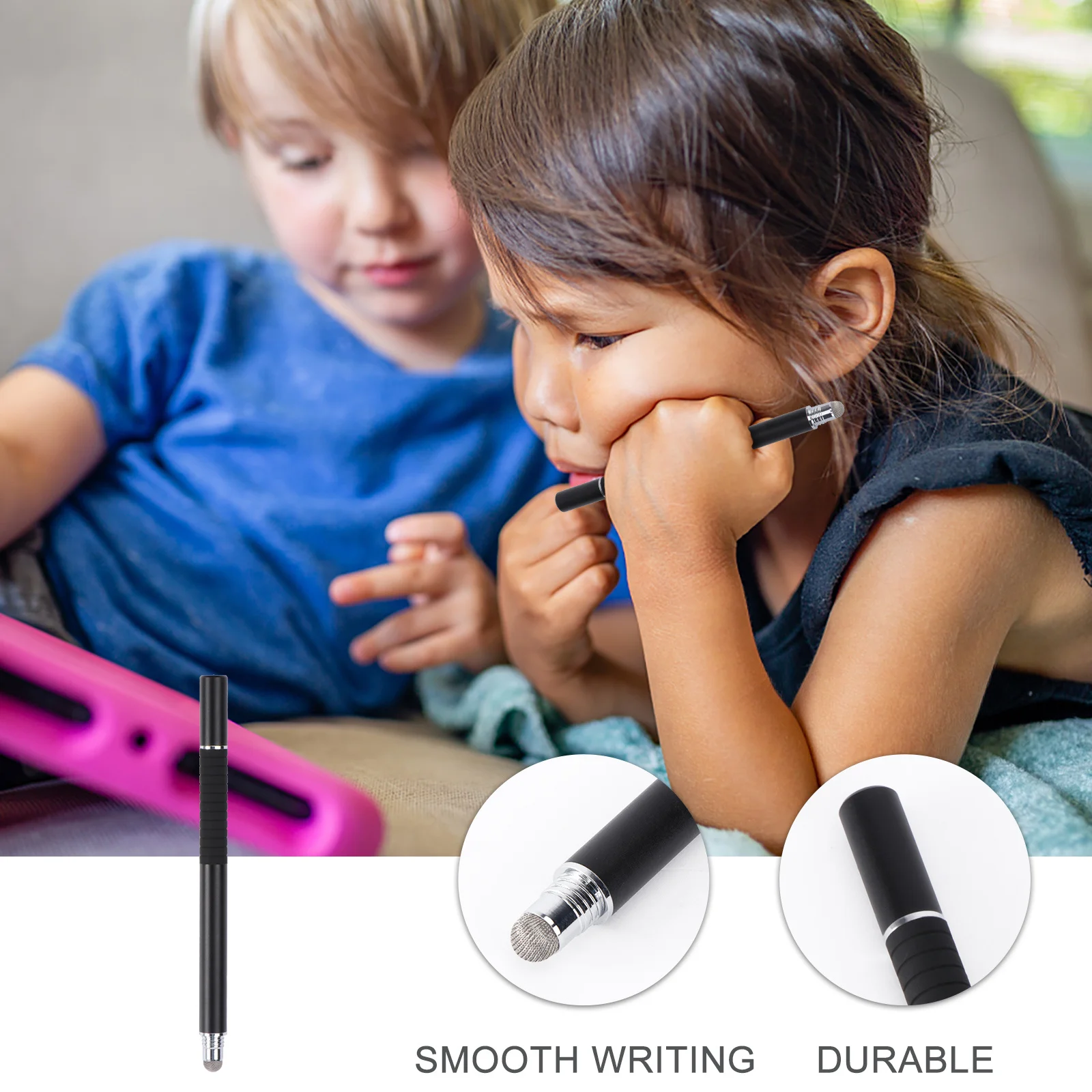 

Multifunctional Capacitive Stylus Pen 2 in 1 Universal Fine Fiber Tip Touch Screen Pen for Tablets Smartphones Black