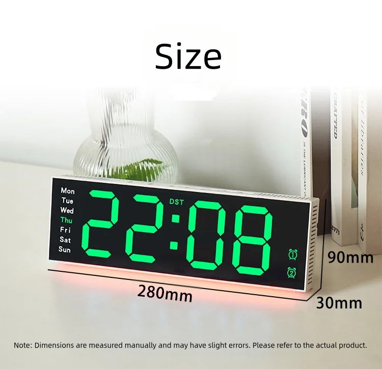 Voice Control Digital Alarm Clock Temperature Dual Alarm Snooze Desktop Table Clock Night Mode 12/24H LED Clock Watch Desk