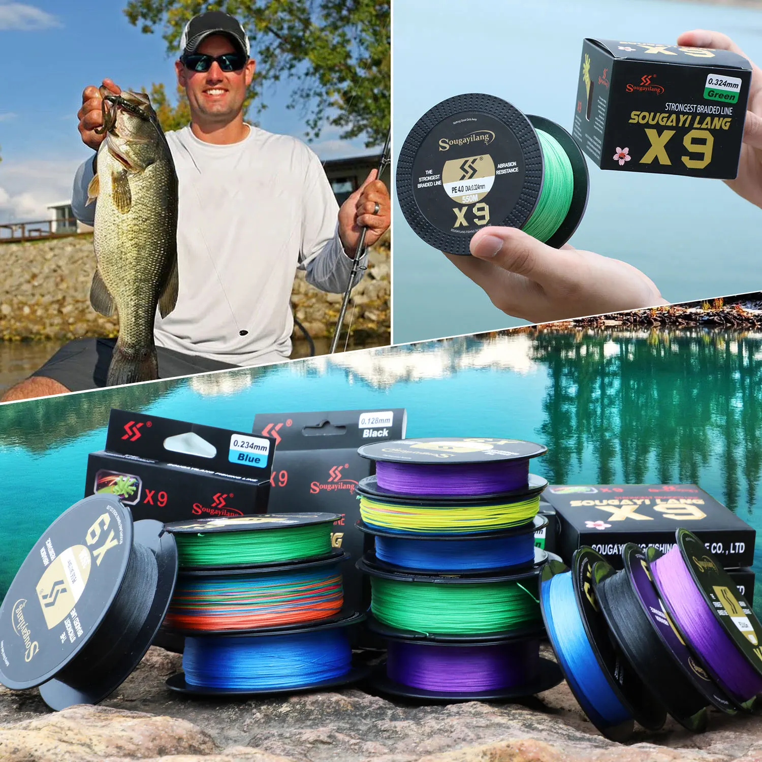 Sougayilang X9 Geflochtene Angelschnur 550M 350M 150M 17-97LB Multifilament Angelschnur 0,128-0,405mm Super Starke PE Linie Pesca – Detail 16