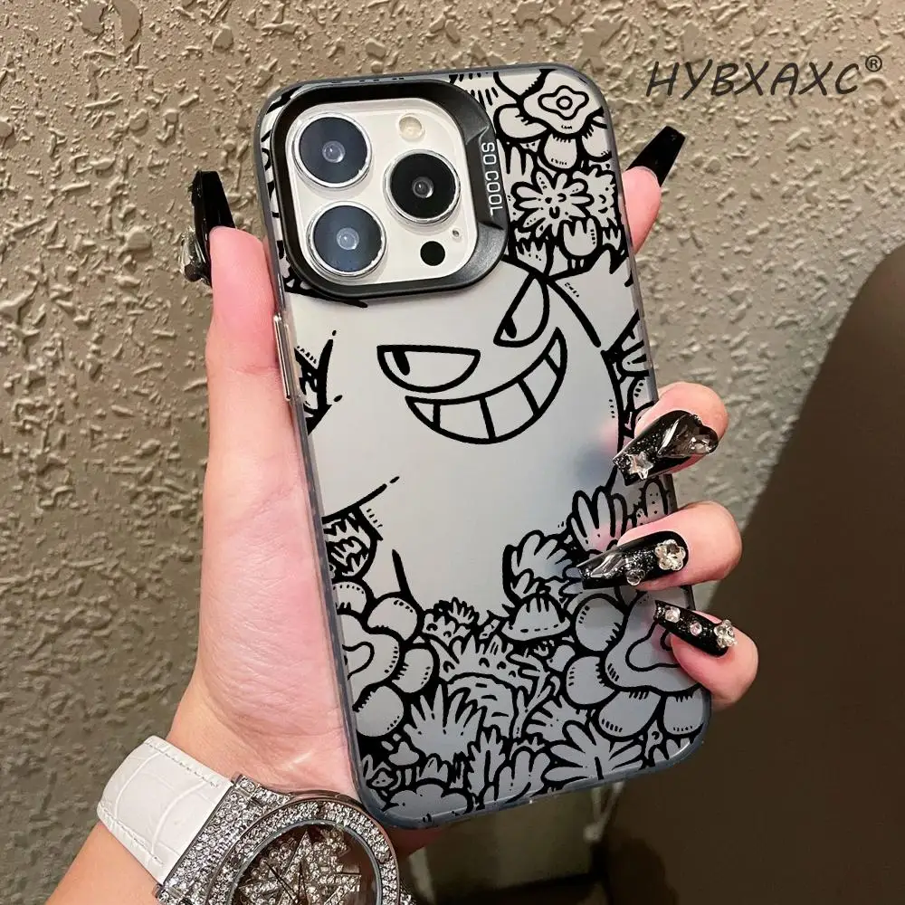 Cute Floral G-Gengar P-Pokemon Phone Case FOR IPhone 17 16 15 Pro MAX 14 13 12 16e 15Pro Plus Shell 17Air Silver Shell IMD Cover view 2