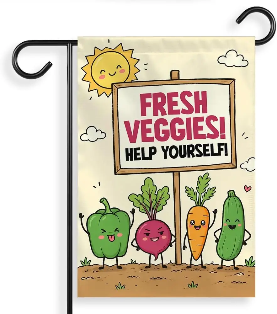 [12 X18] Let's Root For Each Other Garden Flag, Cute Vegetable Yard Flag, Positive Quote Outdoor Banner, Farmhouse Sprin llp