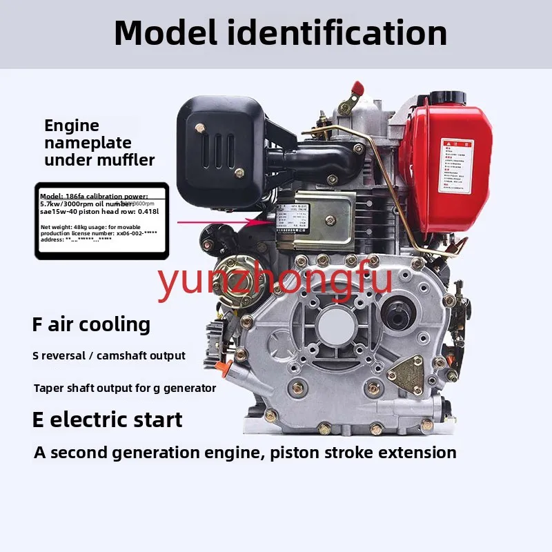 مناسبة للمحرك المبرد بالهواء ذو الأسطوانة الواحدة KM170/178/186F لمجموعة لوحة محرك الديزل المسحوب يدويًا #2
