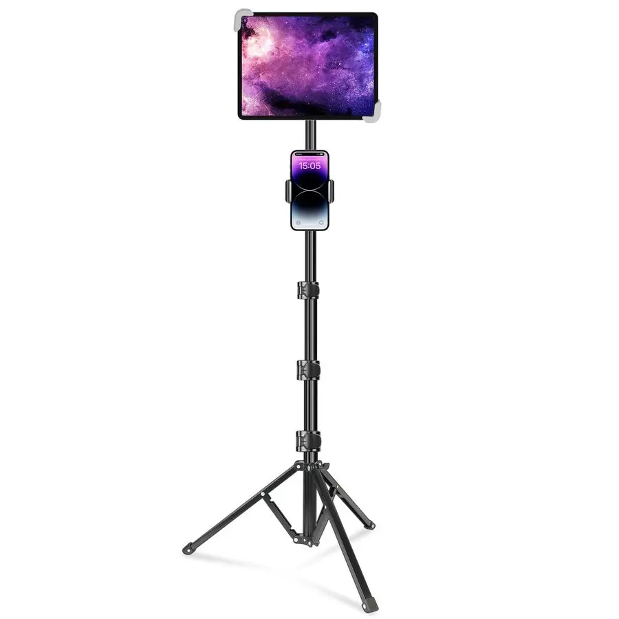 

iPad Tripod Stand, 65 Inch Height Adjustable Stand Holder with 360 Rotating Floor Tripod for 9.514.5 Inch Tablets