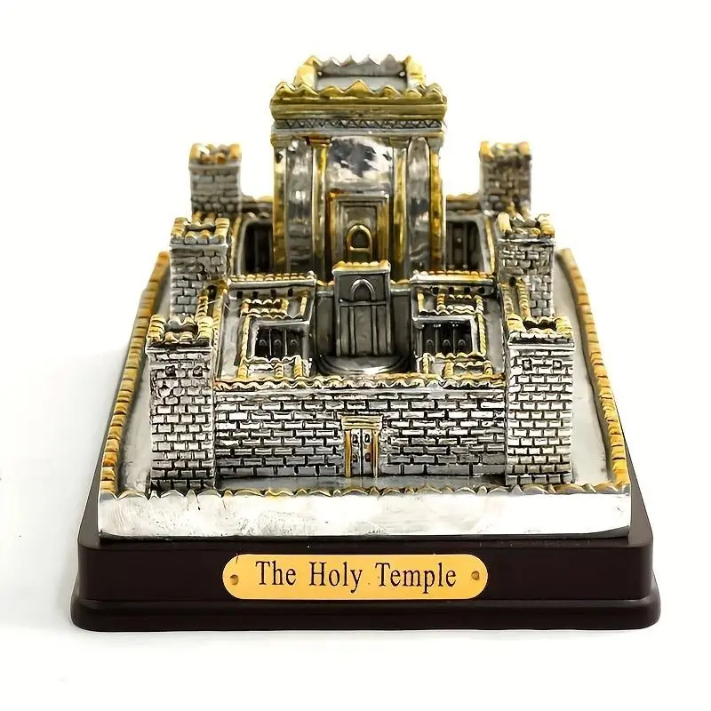 Silver Gold Trim Resin The Holy Temple Jerusalem Model Jewish Second Temple Replica Figurine Judaism Religious Desktop Decor