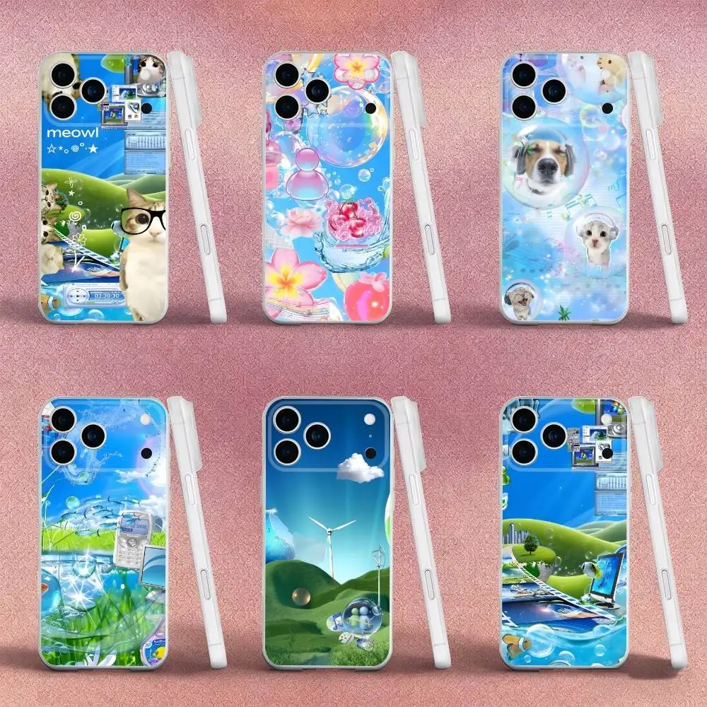 

Синий чехол для телефона Frutiger Aero для iPhone 17,16,15,14,13,12,X,XS,Pro,Max,Plus,E,Air,Mini с Magsafe Magnetic Slim Frosted