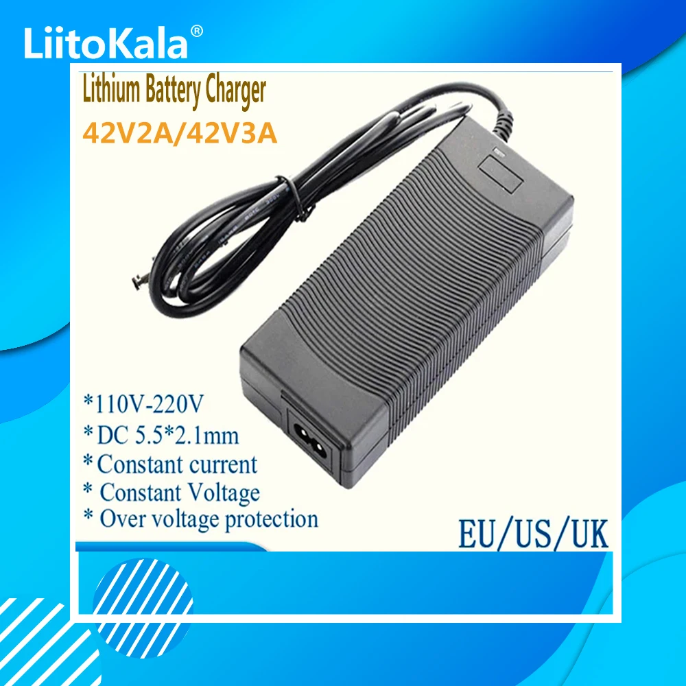 Liitokala 36V 2A /3A battery charger Output 42V 2A/3A Charger Input 100-240 VAC Lithium Li-ion Charger For 10S 36V