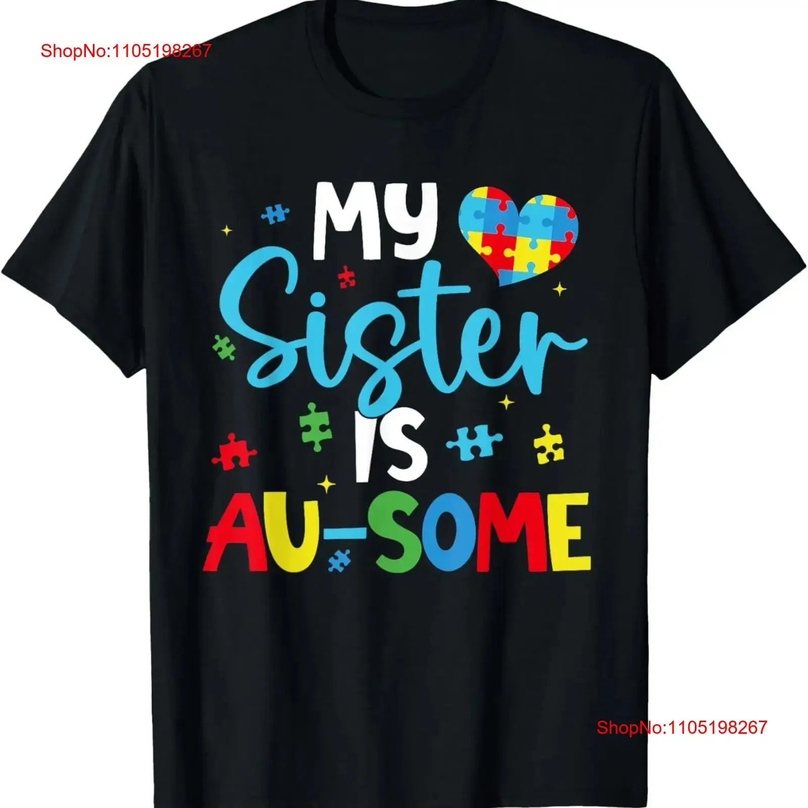 

My Sister Is Au Some Autism Awareness Squad Support Brother T Shirt vintage Washed graphic Breathable Top For Everyday Wear
