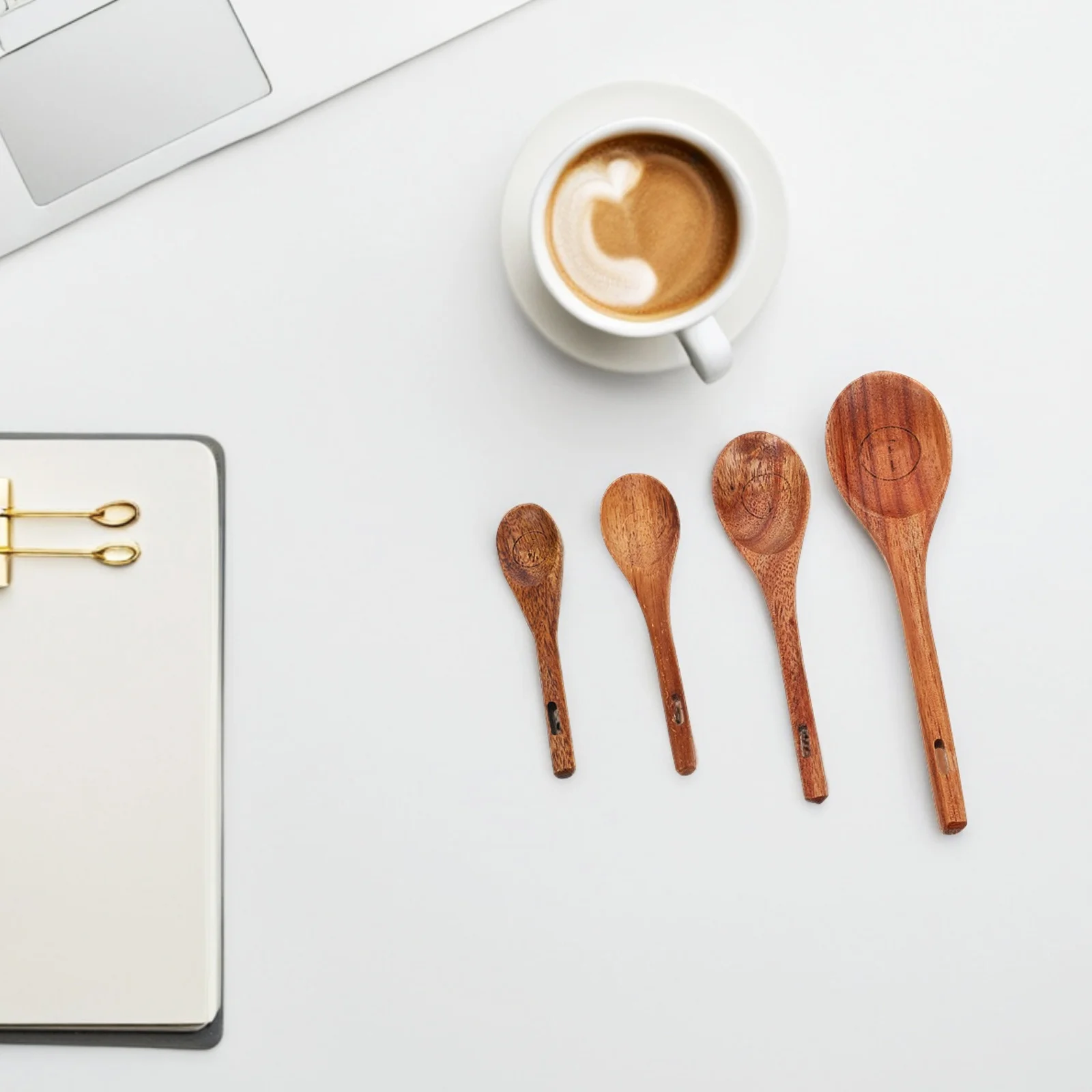 

4Pcs Coffee Bean Measuring Spoons Set Vintage Wooden Precision Scoop Spoon for Baking Coffee Kitchen Essentials