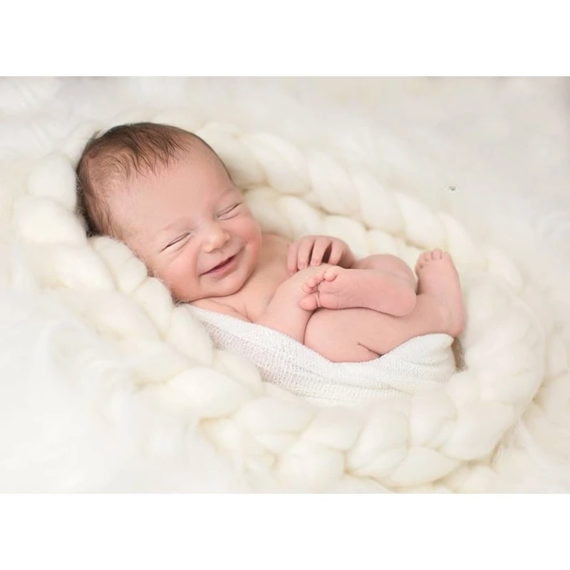 Basket Filler Newborn Photography Props Merino Wool Braid  2M  Baby Accessories Newborn Acessórios Fotografia 크리스마스 아기옷
