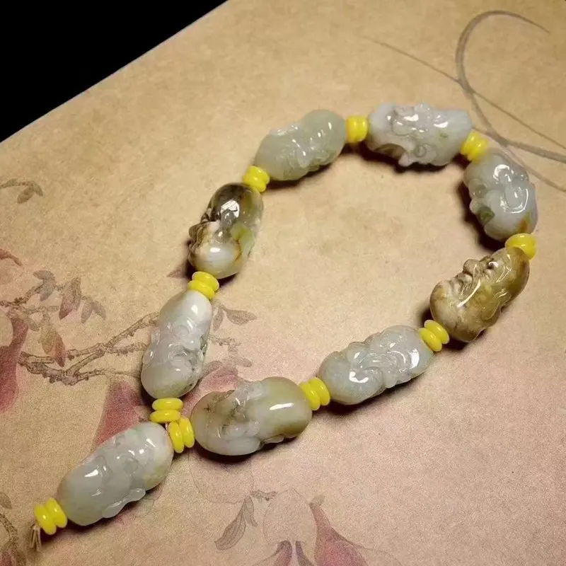 

Natural Hetian Jade Seed Material Skin Jadeite Arhat Handheld With Certificate