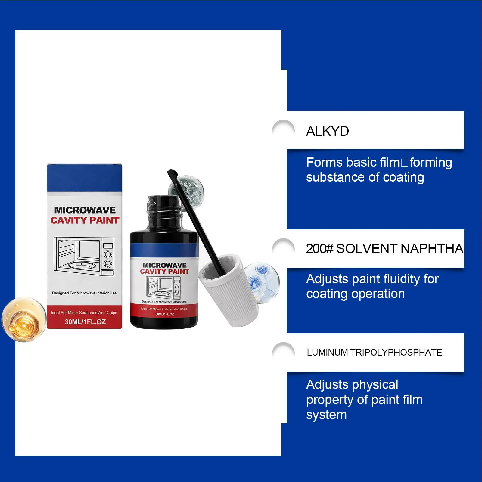30ml Microwave Paint Inside Black Heat Resistant Food Safe With Brush Appliance Repair Paint For Kitchen Home Office
