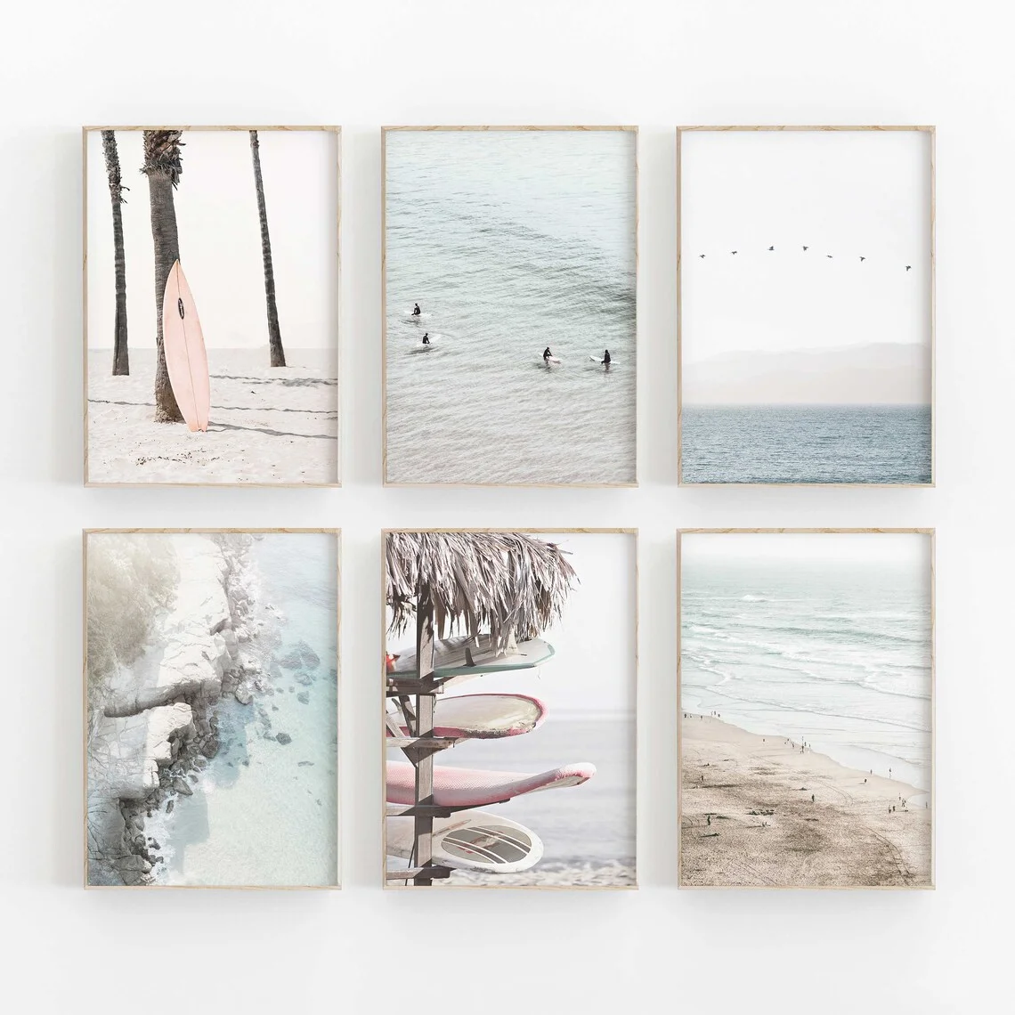 Coastal Gallery Wall Decor Print Set - Perfect Gift for Beach House Owners, Surf Enthusiasts, or Anyone Styling Neutral Coastal