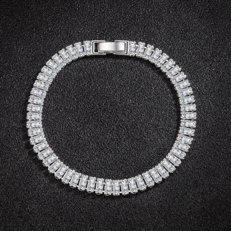 New 925 Sterling Silver Bracelet Elegant Zircon Crystal Fine Jewelry For Women Girl Engagement Wedding Glamour  18CM