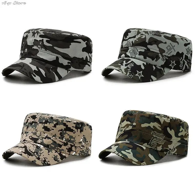 1pc Camouflage Baseball Cap Hat Men Women Tactical Flat Cap Hat Outdoor Sports Camping Hiking Sunhat Hunting Sun Cap Sunscreen