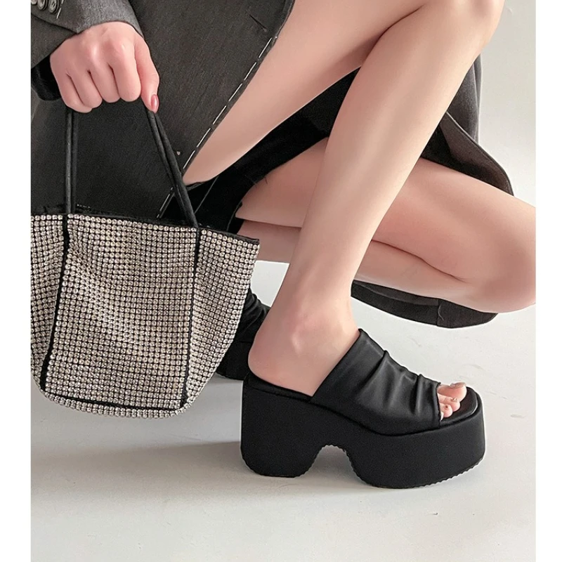 2026 new Leopard Print Designed Wedge Sandals for Women Summer  Outdoor Beach Thick Soled Fashion Sexy High-heeled Cool Slippers image 6